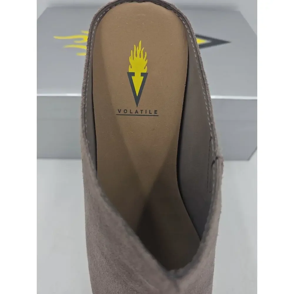 Volatile Carrier Taupe Womens Size 8 Suede Leather Slide Wedge Platform Sandals - Picture 4 of 5